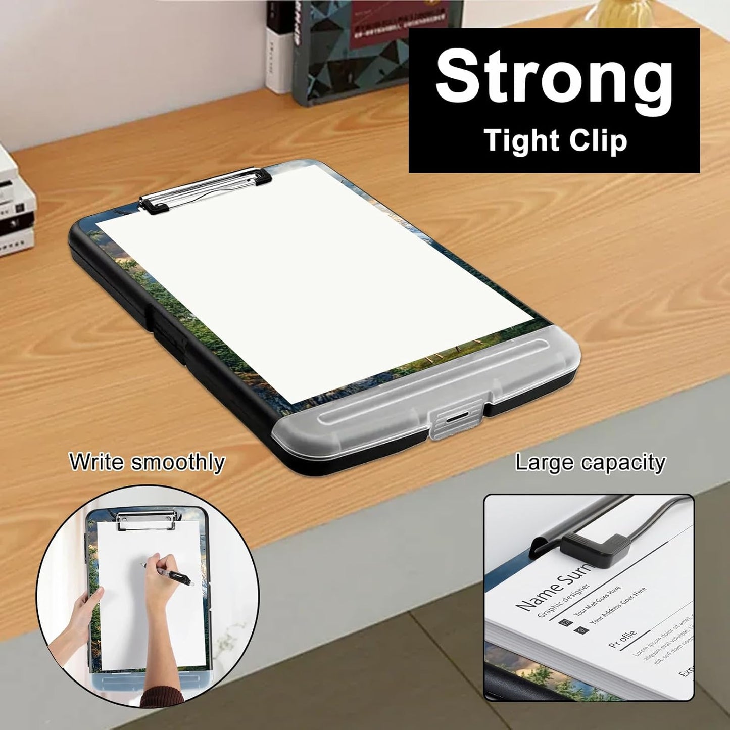 Clipboard with Storage - Large Capacity,Nursing Clipboard with Pen Holder,Heavy Duty,Plastic Side-Opening Folder for Teacher,Nurse - Bald Eagle Soaring Above Deer