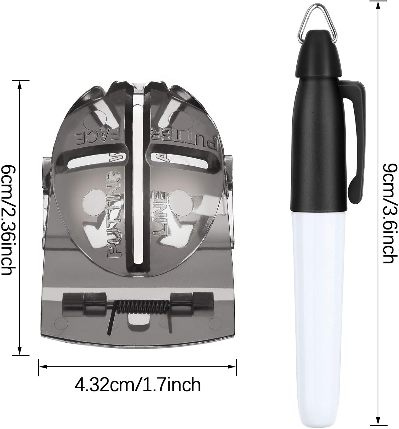 WILLBOND 2 Pieces Golf Ball Line Marker Tool Marking Alignment Putting Tool and 2 Pieces Golf Ball Marker Pen, 4 Pcs Totally