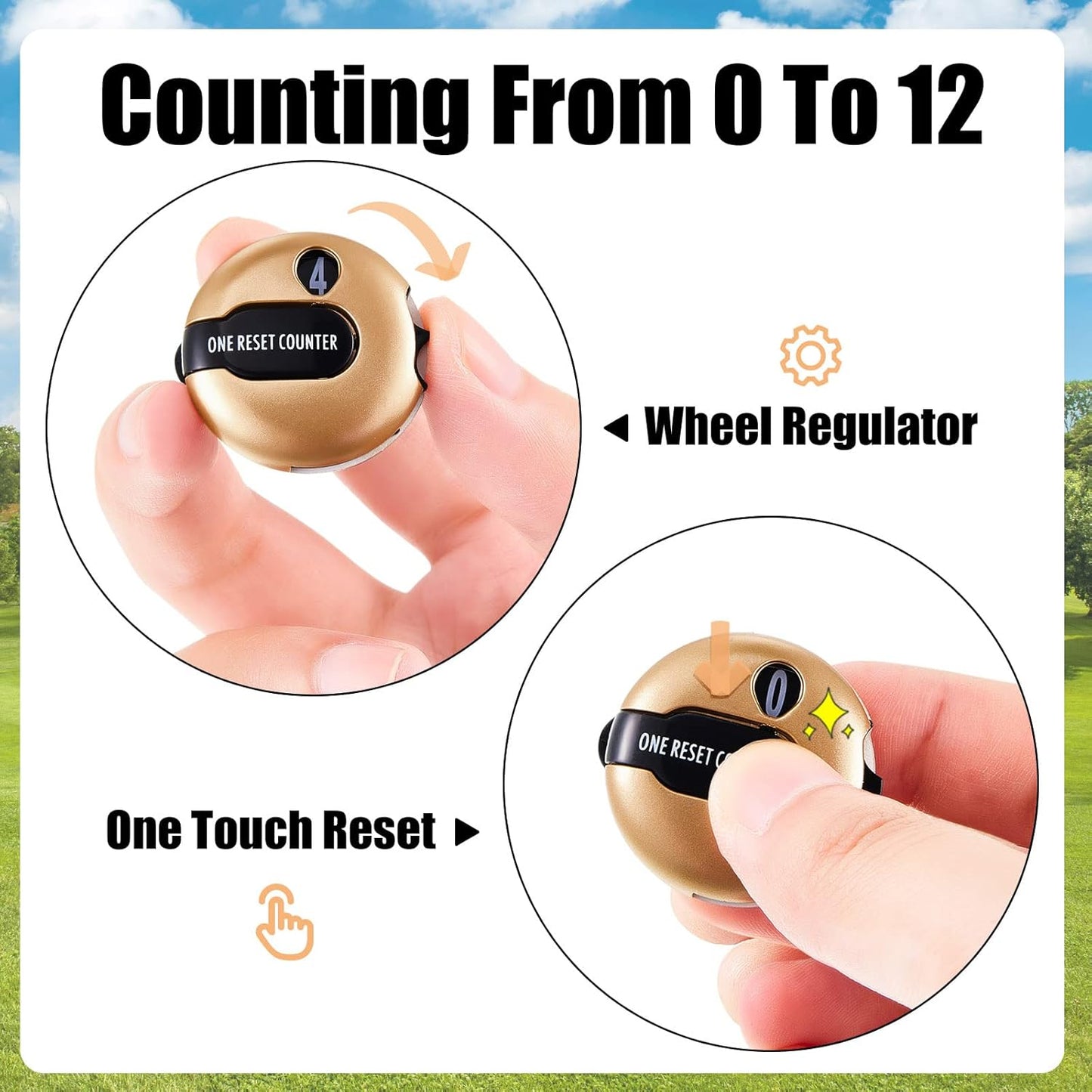 9 Pcs Golf Score Counter Mini Golf Stroke Counter Clicker Accessories for Women Men Scoring Keeper with Touch Reset and Clip Attachment to Scorekeeper Glove, 1.2 in