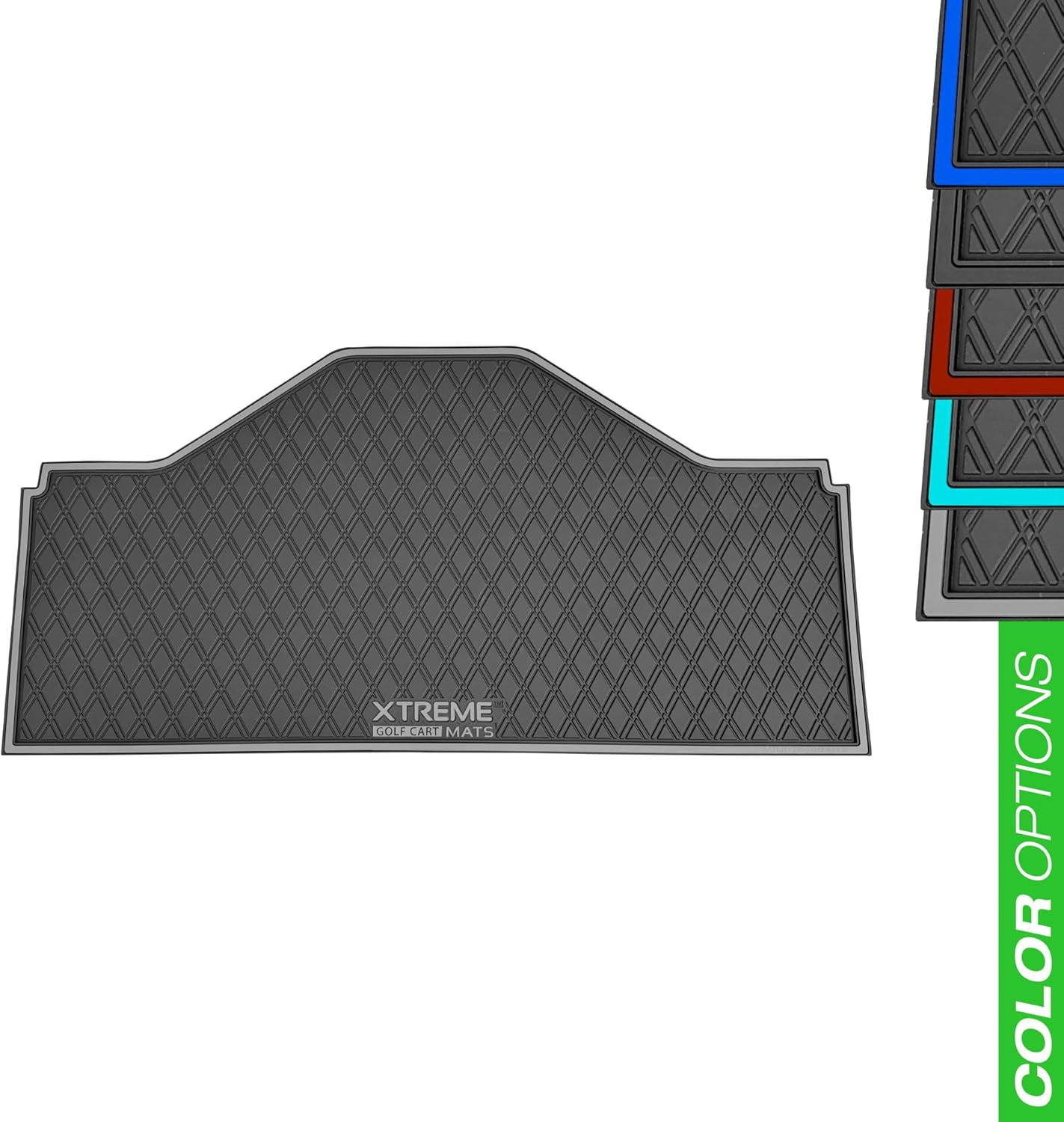 Evolution D5 Golf Cart Floor Mat Set- Rubber Double Diamond Design - Fits D5 2+2 (2 Forward + 2 Rear Facing) Including Evolution Maverick and Ranger Trims (Grey Trim, D5 2+2 Front & Rear Facing)