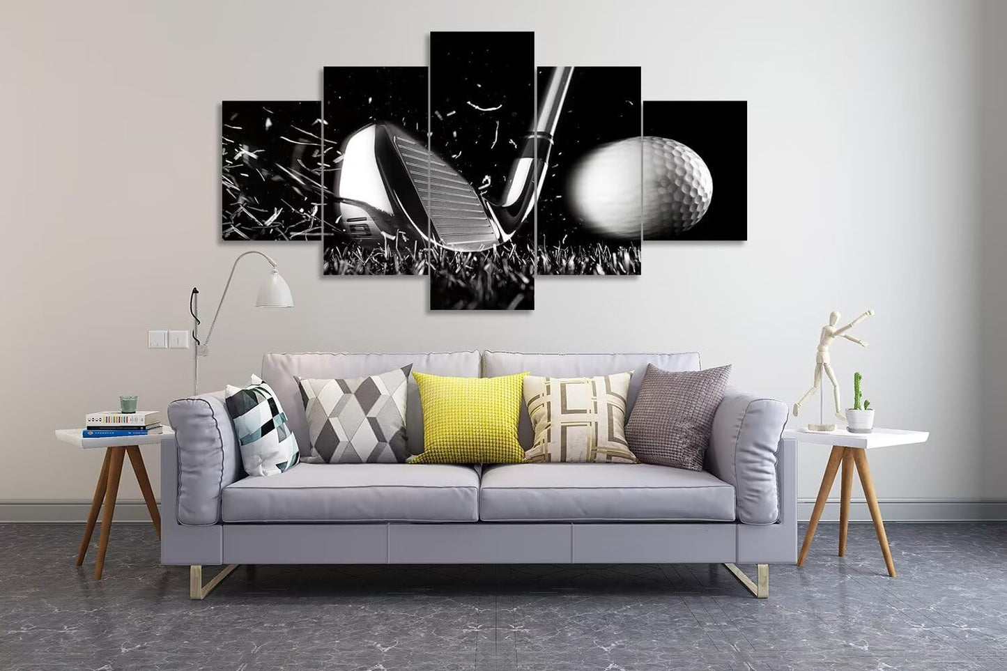 Golf Wall Art for Office Living Room Bedroom Bathroom Home Decorations Golf Art Canvas Prints Golf Ball Pictures Posters Framed Artwork Ready to Hang(60''W x 32''H)