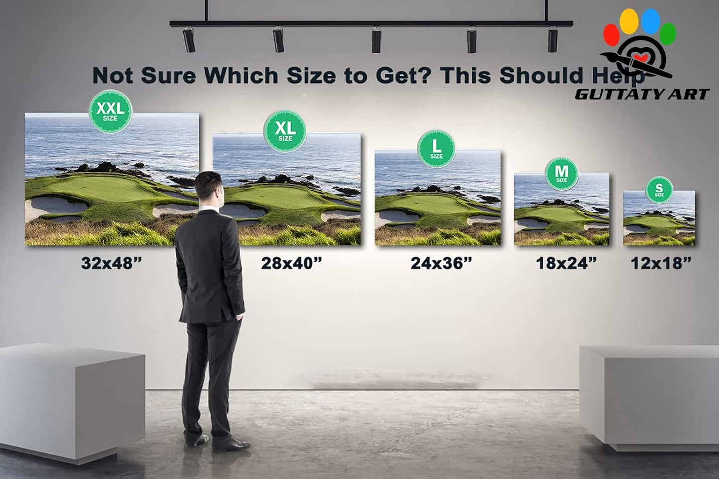 Pebble Beach Golf Course Canvas Wall Art, Modern Pebble Golf Links Picture for Living Room Wall Decor, Golf Poster Prints for Gym Home Decor, Framed Artwork for Office Bathroom Decor 28x40 Inches