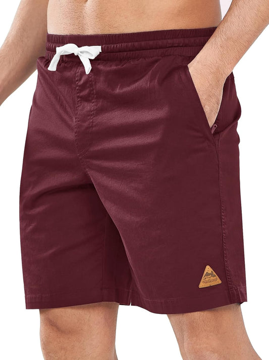 NORTHYARD Mens Casual Shorts-Cotton 9" Golf Hiking Drawstring Elastic Waist Work Shorts with Zipper Pockets