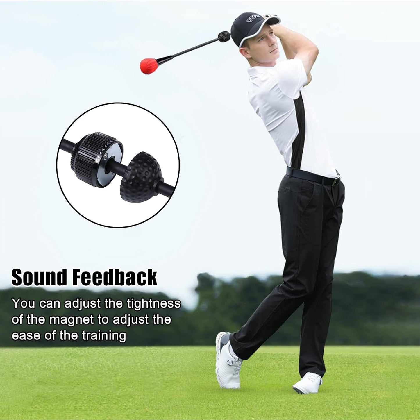 PGM Golf Swing Trainer Aid -2.0 Golf Swing Training Aid Golf Practice Warm-Up Stick for Strength Flexibility and Tempo Training -Suit for Practice Chipping Hitting Golf Accessories