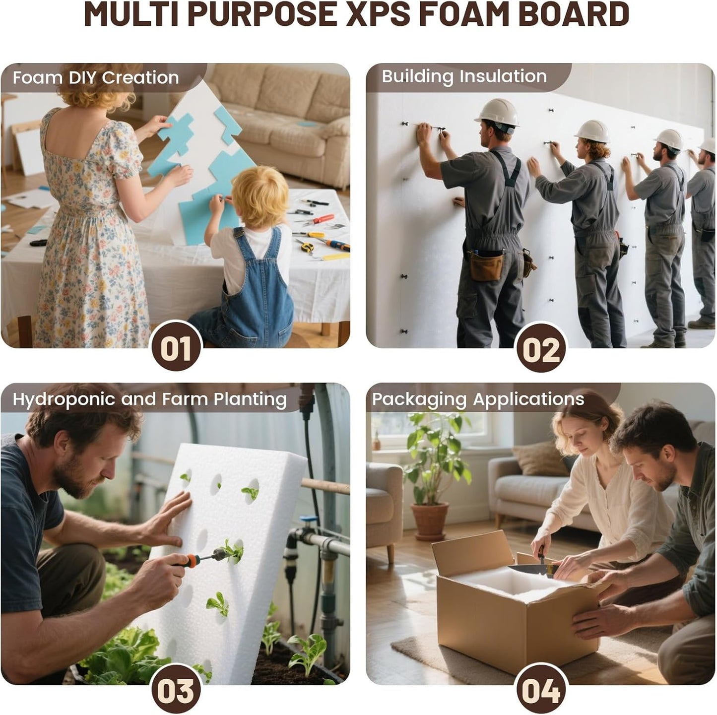 High Density XPS Foam Board,10 Pack 11.7x7.8x0.4in Polystyrene Craft Foam Sheets, Rigid and Easy to Shape,DIY Modeling Art Projects, Party Decoration, Cosplay Prop Production, Carve,Heat Insulation