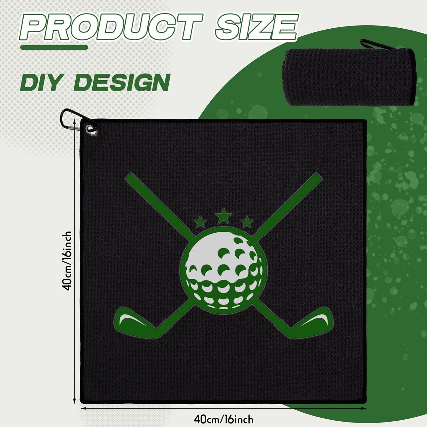 Batiyeer Golf Towels Bulk for Bags 16'' x 16'' Microfiber Waffle Pattern Golf Towel with Clipfor Mini Tournament, Club, Yoga, Fitness