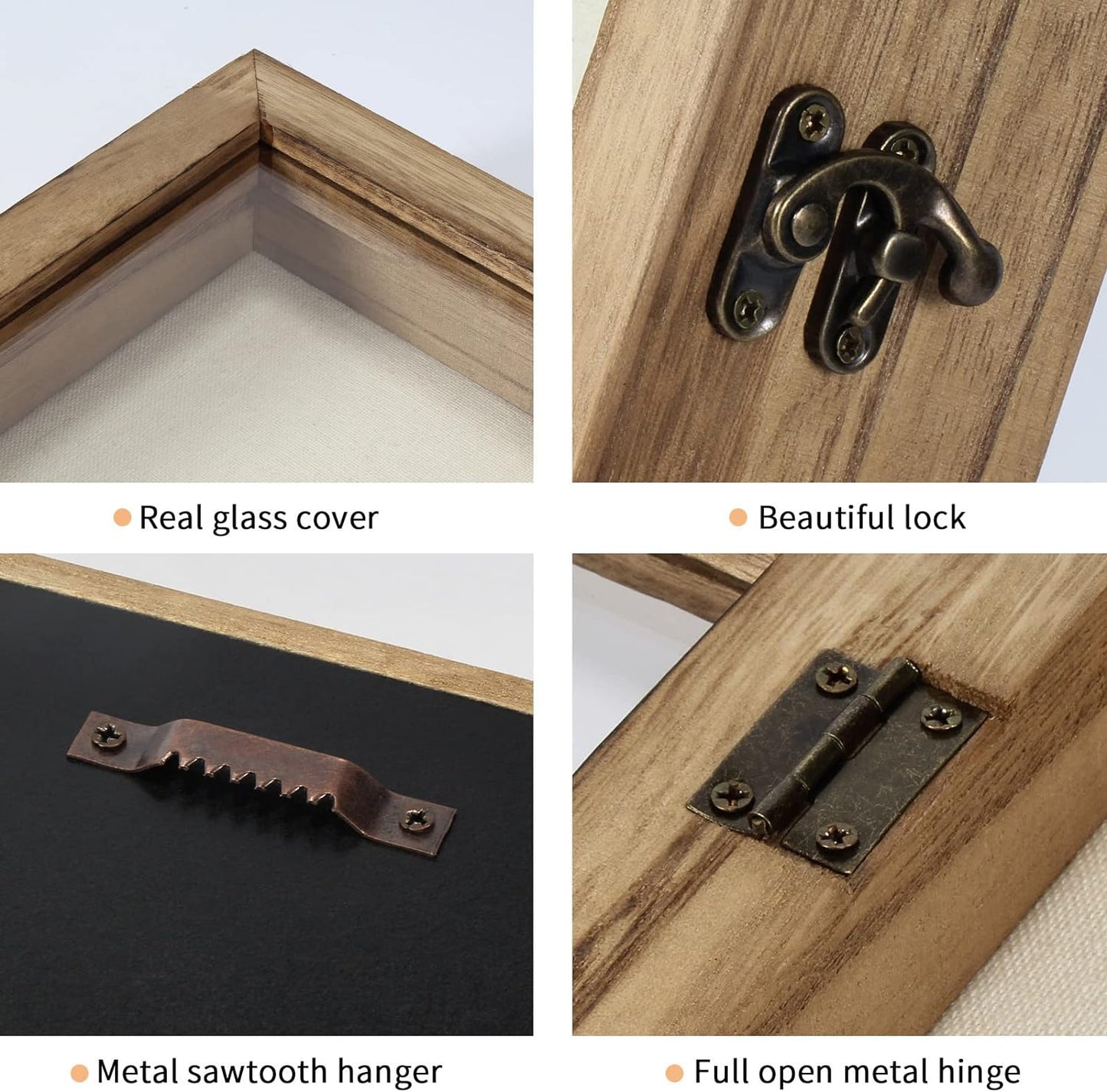 TJ.MOREE Shadow Box Display Case 12 x 12 Flowers Shadow Box Frame with Glass Window Picture Frame Wedding Bouquet Memorabilia Medals Photos Memory Box for Keepsakes - Carbonized