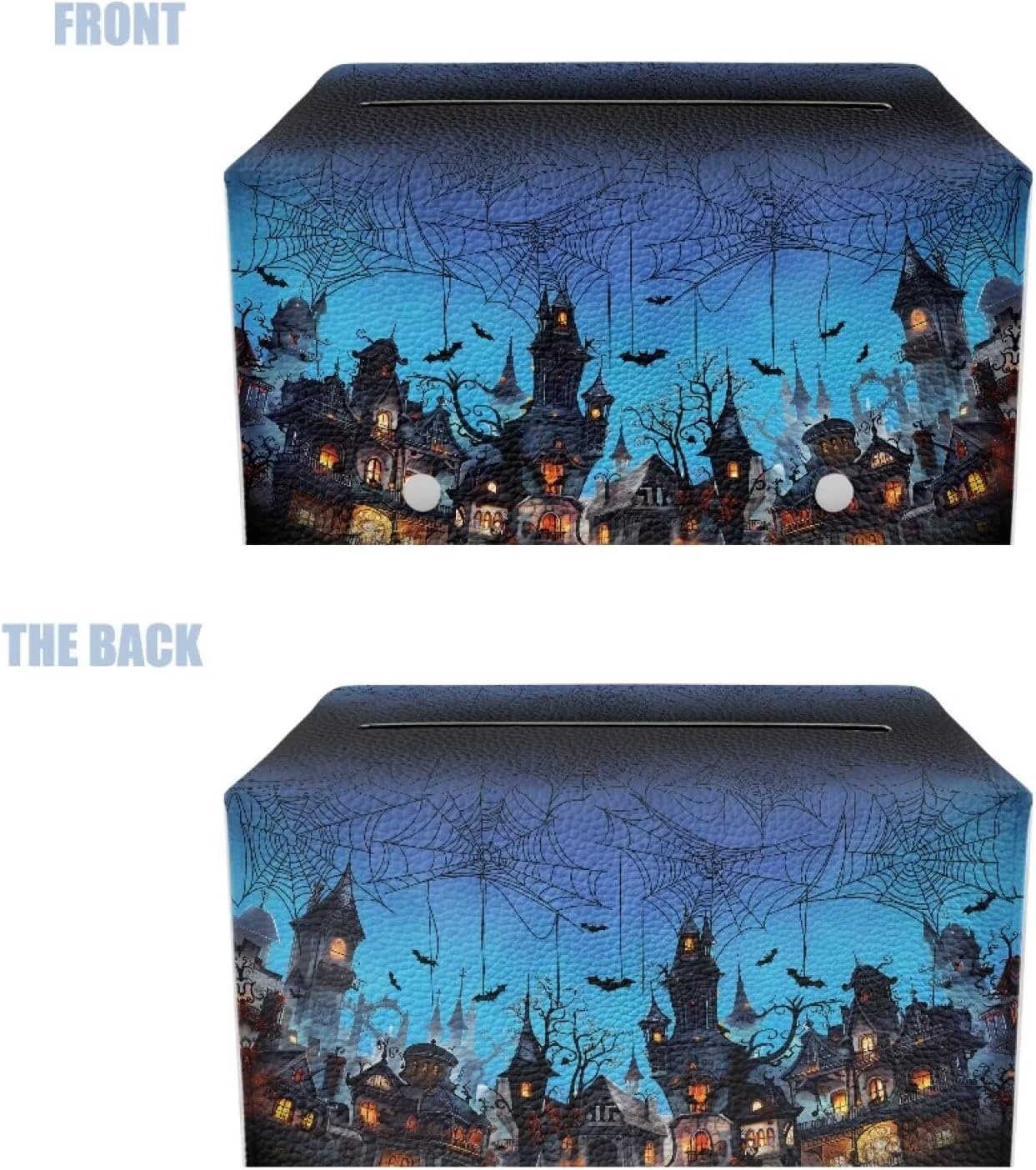 Rectangular Tissue Box Cover Castle Bat Spider Web Print Modern Decorative Tissue Box Case Organizer Holder Large Capacity Design Gothic Halloween Home Decoration Tissue Holder for Bathroom