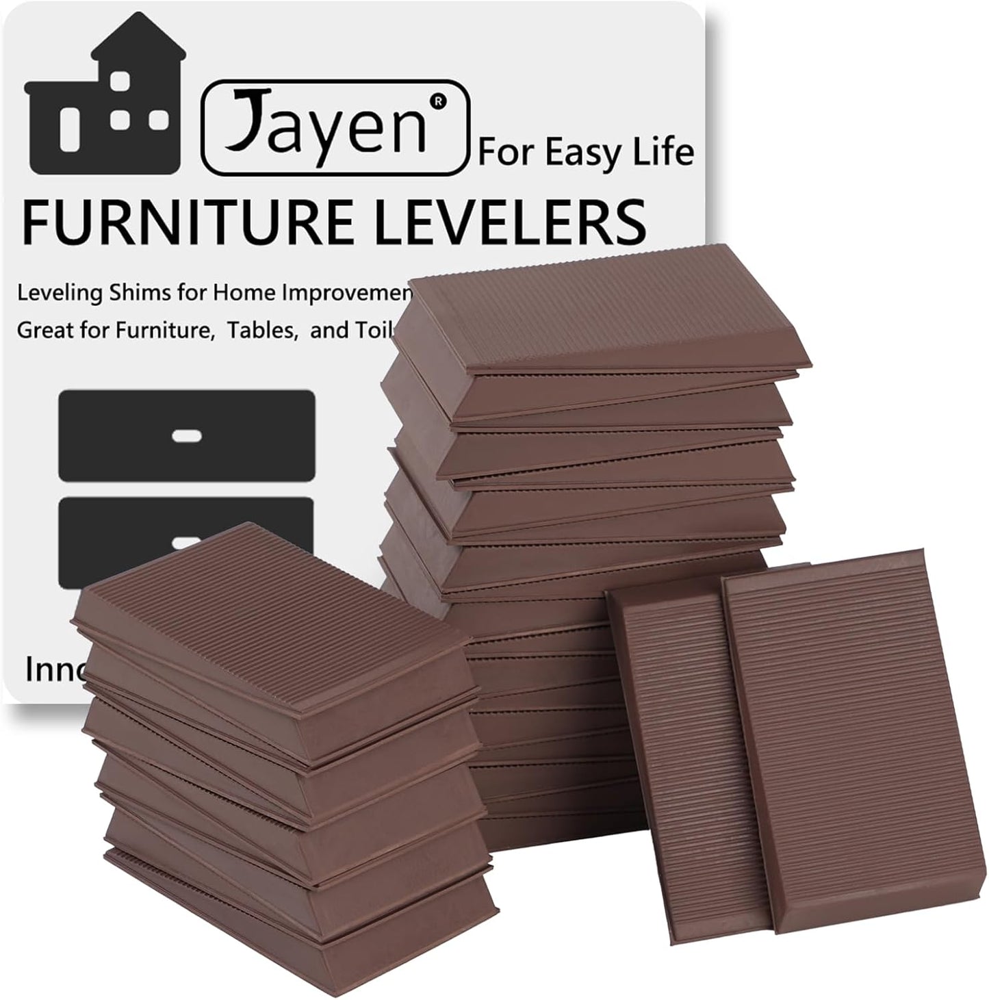 Furniture Levelers, 30Pcs Flexible Multi-Purpose Rubber Shims for Leveling - Prevent from Wobbling for Furniture Toilet (Brown)