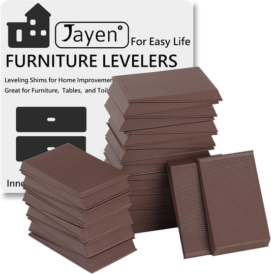 Furniture Levelers, 30Pcs Flexible Multi-Purpose Rubber Shims for Leveling - Prevent from Wobbling for Furniture Toilet (Brown)