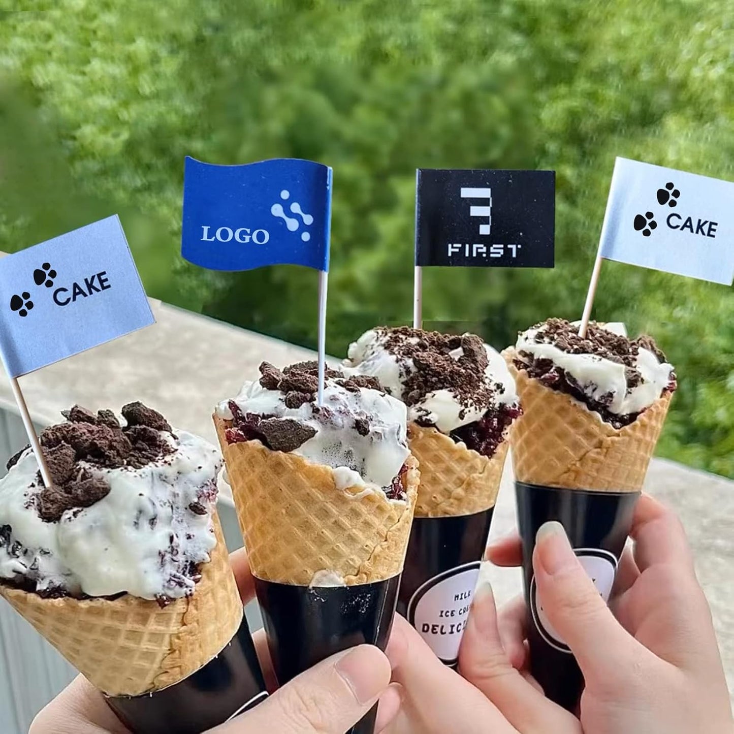 Custom Toothpick Flags with Logo/Photo 100Pcs, Personalized Cheese Markers for Hamburger Cupcakes Toppers Party Decoration Food Labeling -Rectangular