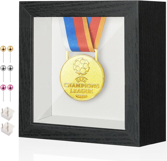 5x5 Mini Shadow Box Display Case Picture Frame with Soft Linen Back,Small Deep Black Shadow Box 5x5 for Flowers Medal Display Case Jersey pet Graduation Memorabilia Baby Ltems Crafts Photos