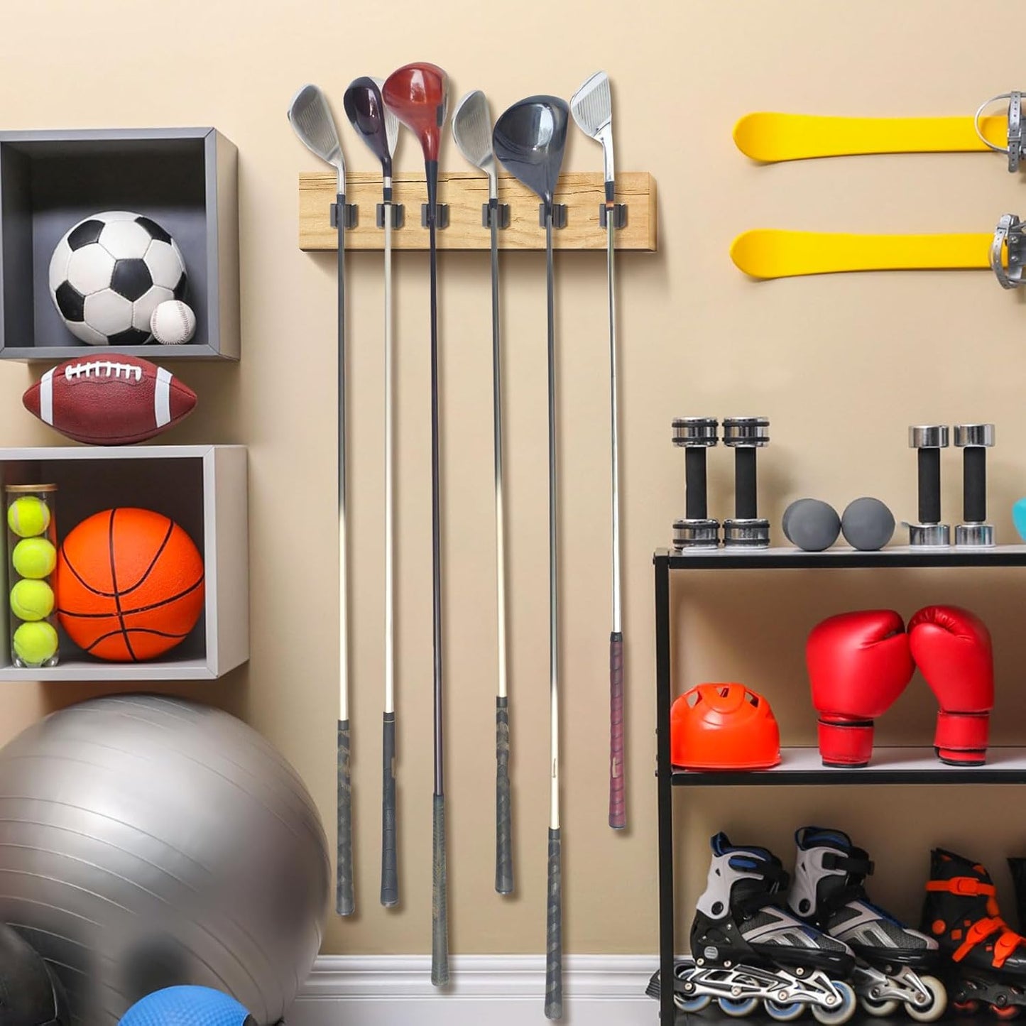 Deekin 30 Pcs Golf Club Hanger Holder Golf Club Wall Mount Rack Storage Organizer for Garage Hanger with 60 Pcs Screws for Wall Display, Grip up Type