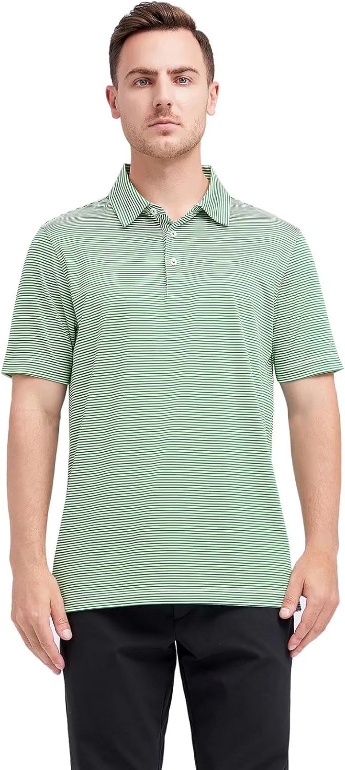 Golf Shirts for Men Dry Fit Short Sleeve Print Performance Moisture Wicking Polo Shirt