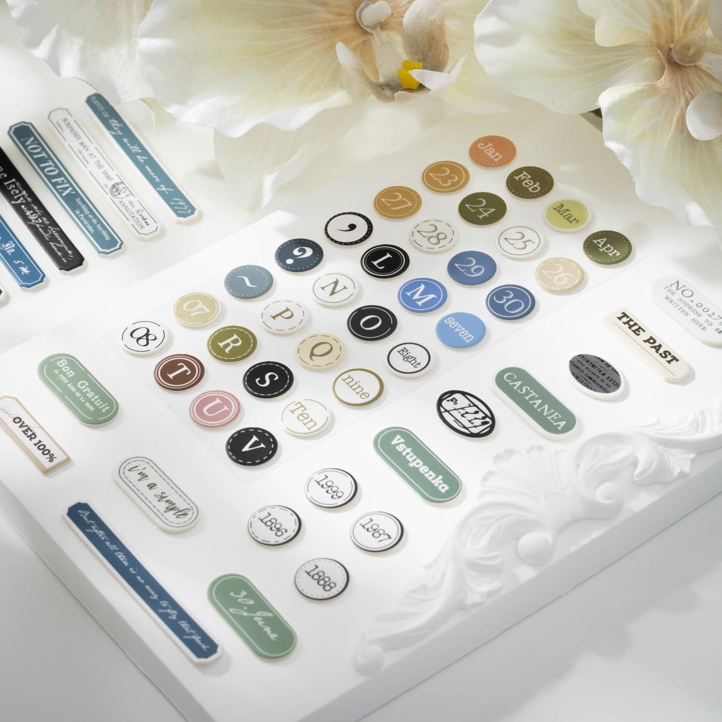 Label Sticker Set, 516PCS Cardstock Stickers for Scrapbooking, Journaling, DIY Crafts - Numbers, Letters, and Phrases