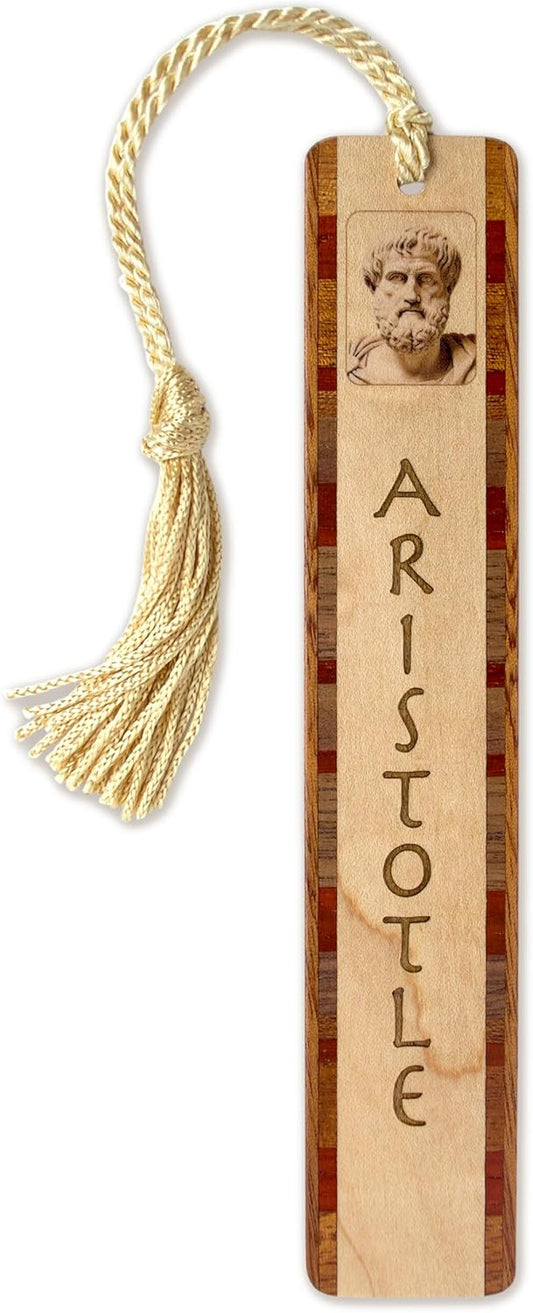 Aristotle Greek Philosopher Portrait with Engraved Signature Wooden Bookmark - Made in USA - Also Available with Personalization