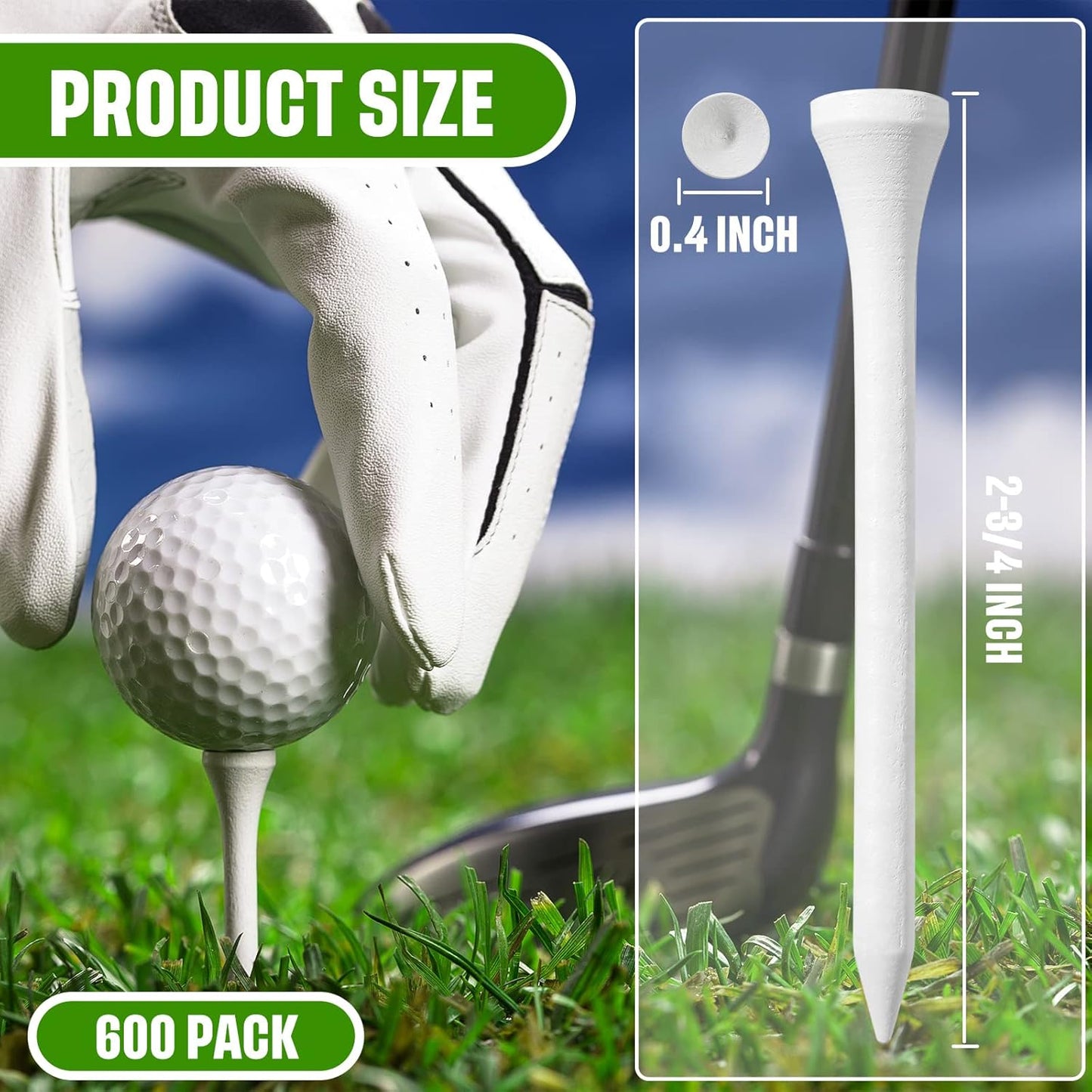 Mudder 600 Pack Golf Tees Bulk Wooden Golf Tees Wood for Men Balls Accessories