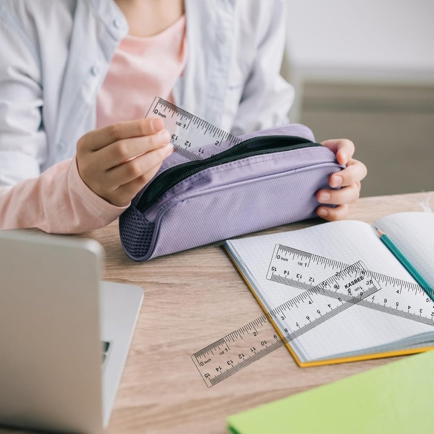 Plastic Rulers, 6 Inch Ruler, Clear Measuring Tool for Student School Office, Inches and Centimeters, Pack of 2