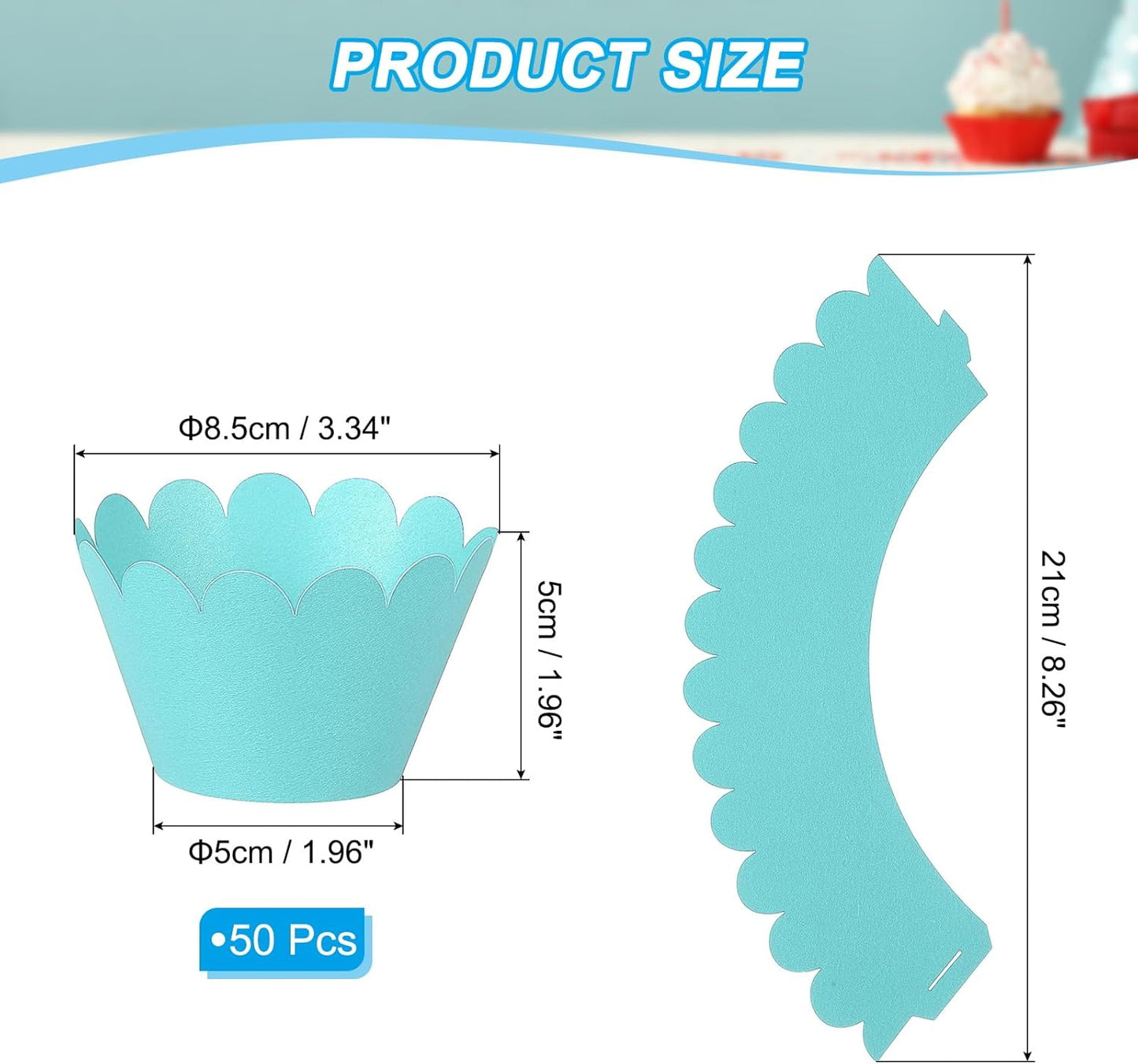 PATIKIL Cupcake Wrappers Paper, 50 Pack Baking Cups Standard Wave Decoration for Anniversary Birthday Weddings and Parties, Dark Blue