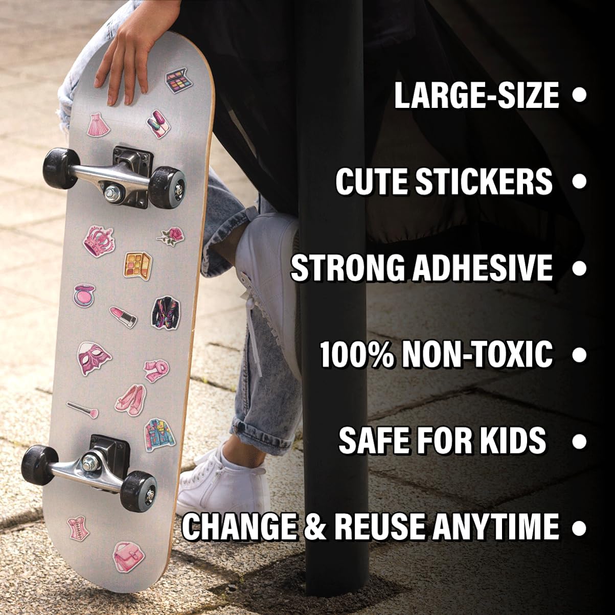 108Pcs Beauty Fashion Makeup Stickers for Girls and Women Vinyl Waterproof Decals Laptop Phone Scrapbook Journal Cute Cosmetic Accessory Themed Sticker Pack Skateboard