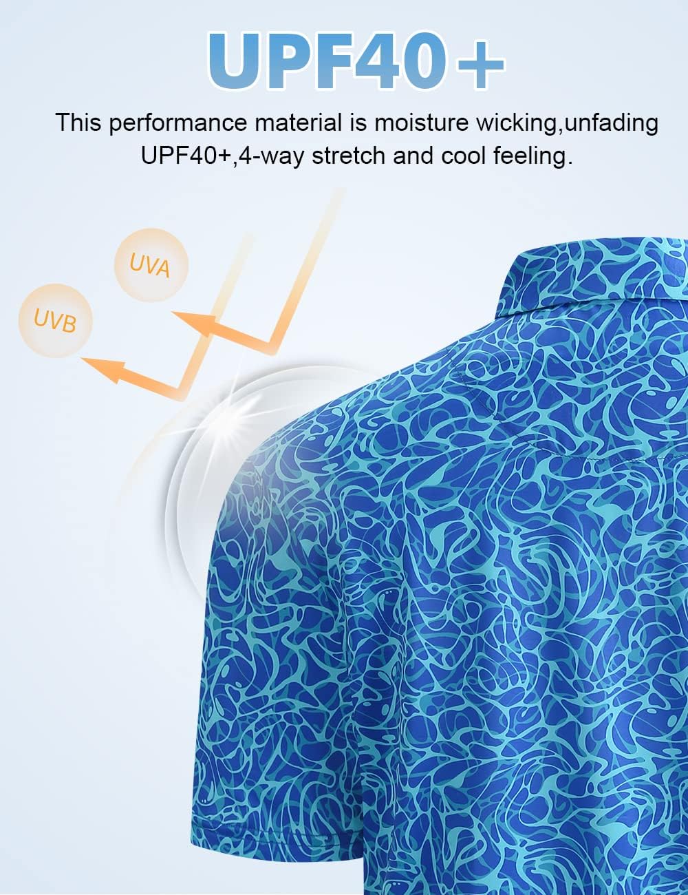 Hodaweisolp Golf Shirts for Men Dry Fit Print Moisture Wicking Performance Short Sleeve Polo Shirt