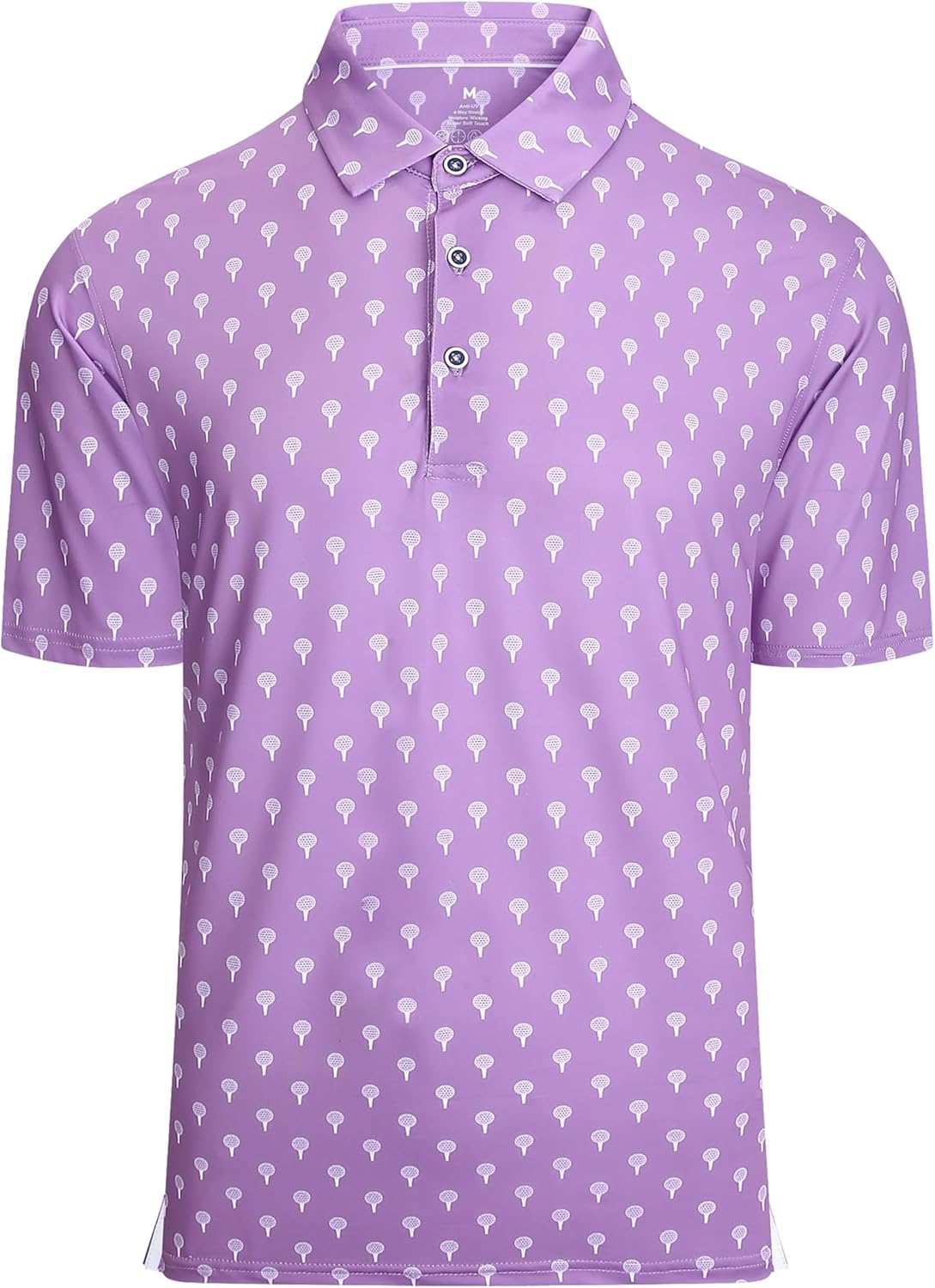 Hodaweisolp Golf Shirts for Men Dry Fit Print Moisture Wicking Performance Short Sleeve Polo Shirt