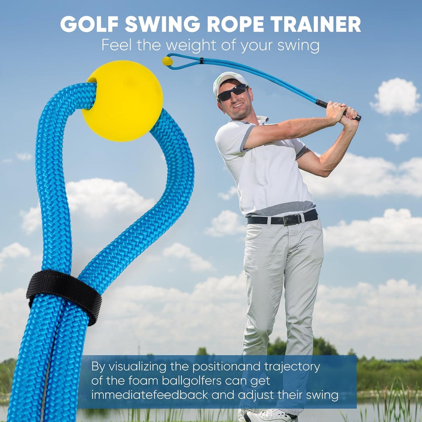 Golf Rope Swing Trainer Professional Golf Swing Rope Training Aid Improved Golfers Swing Speed, Rhythm, Flexibility and Strength Golf Training Aid for Men Women Gift