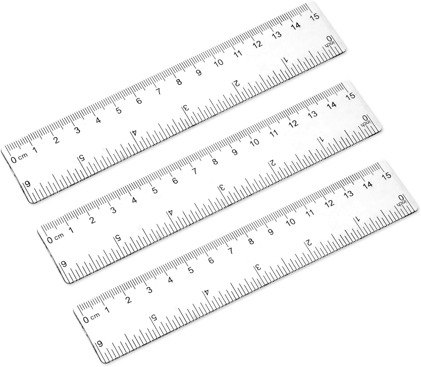 3 Pack 6 Inch Ruler Set Plastic Straight Ruler Transparent Measuring Tool Acrylic Clear Ruler for School Office Student