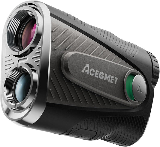 ACEGMET Golf Rangefinder with Slope & Coach Mode - 1300 Yards Laser Range Finder, Hybrid-pwr Rechargeable, 0.1s Flag Pin Locking Vibration, 7X Magnification, Dual-Color Display, Magnet