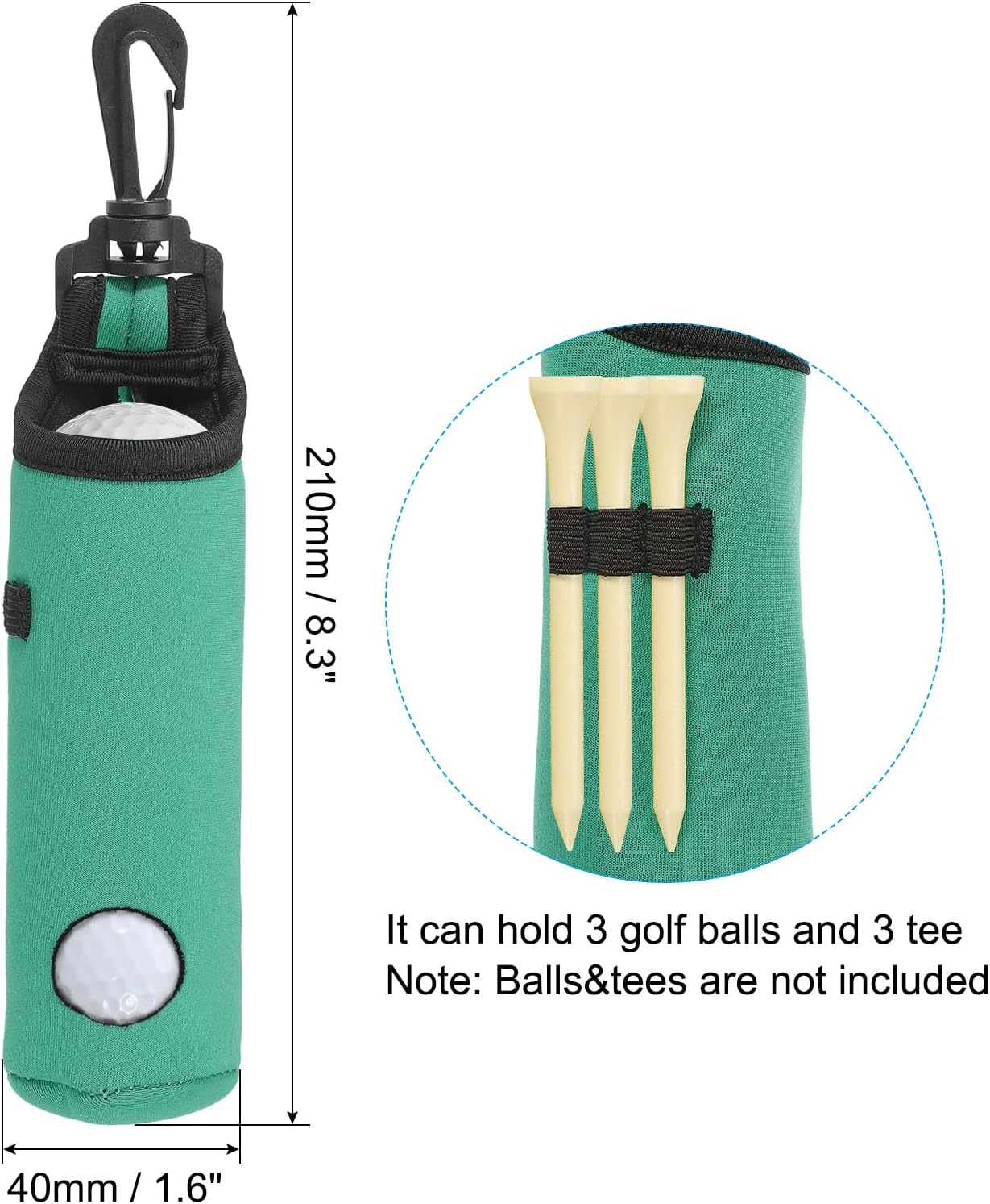 PATIKIL Golf Ball Carry Bag, Golf Tee Holder Pouch Portable Neoprene Golf Ball Holder with Clip for Men and Women Storage Gifts
