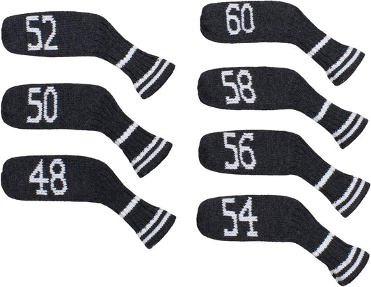 Scott Edward 1/7/10 Pcs Knitted Golf Club Head Covers for Irons Wedge Cuteness and Basically Socks Shape Washable Golf Club Head Protector on Classic Stripes Style，Double Sided Customization