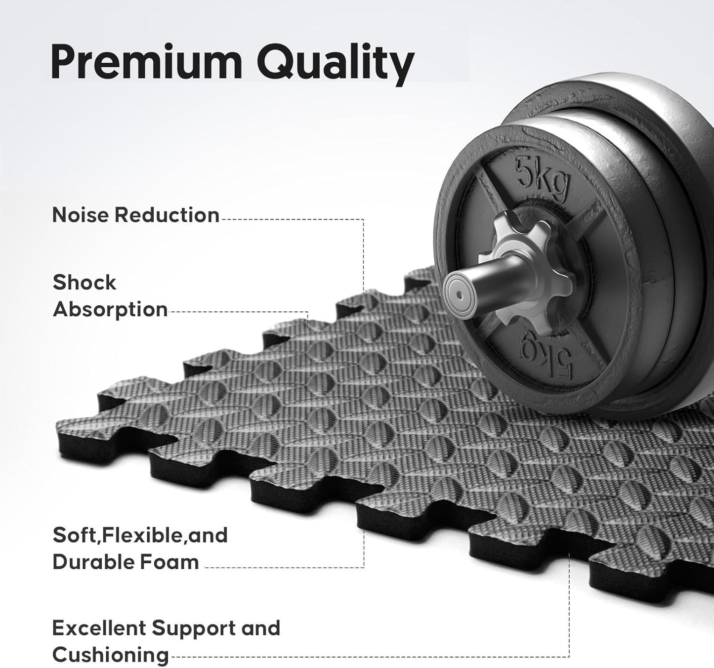 Home Gym Mat, Puzzle Exercise Mat, EVA Interlocking Foam Floor Tiles for Home Workout Equipment and Kids' Play Areas - Black, 24 in x 24 in x ½ in - 24 Tiles (Black, 24 Pack, 96 SQ FT)