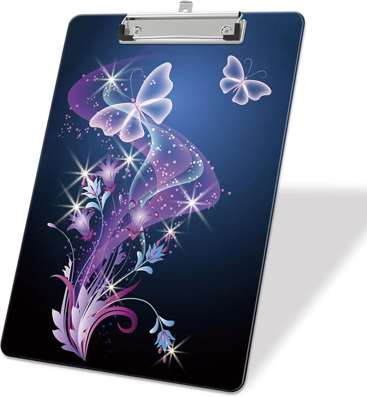 Plastic A4 Clipboards, Cute Clip Board Stardard Letter Size 9 x 12.5 in, Office Decorative for Students Women Men and Kids, Color Butterfly