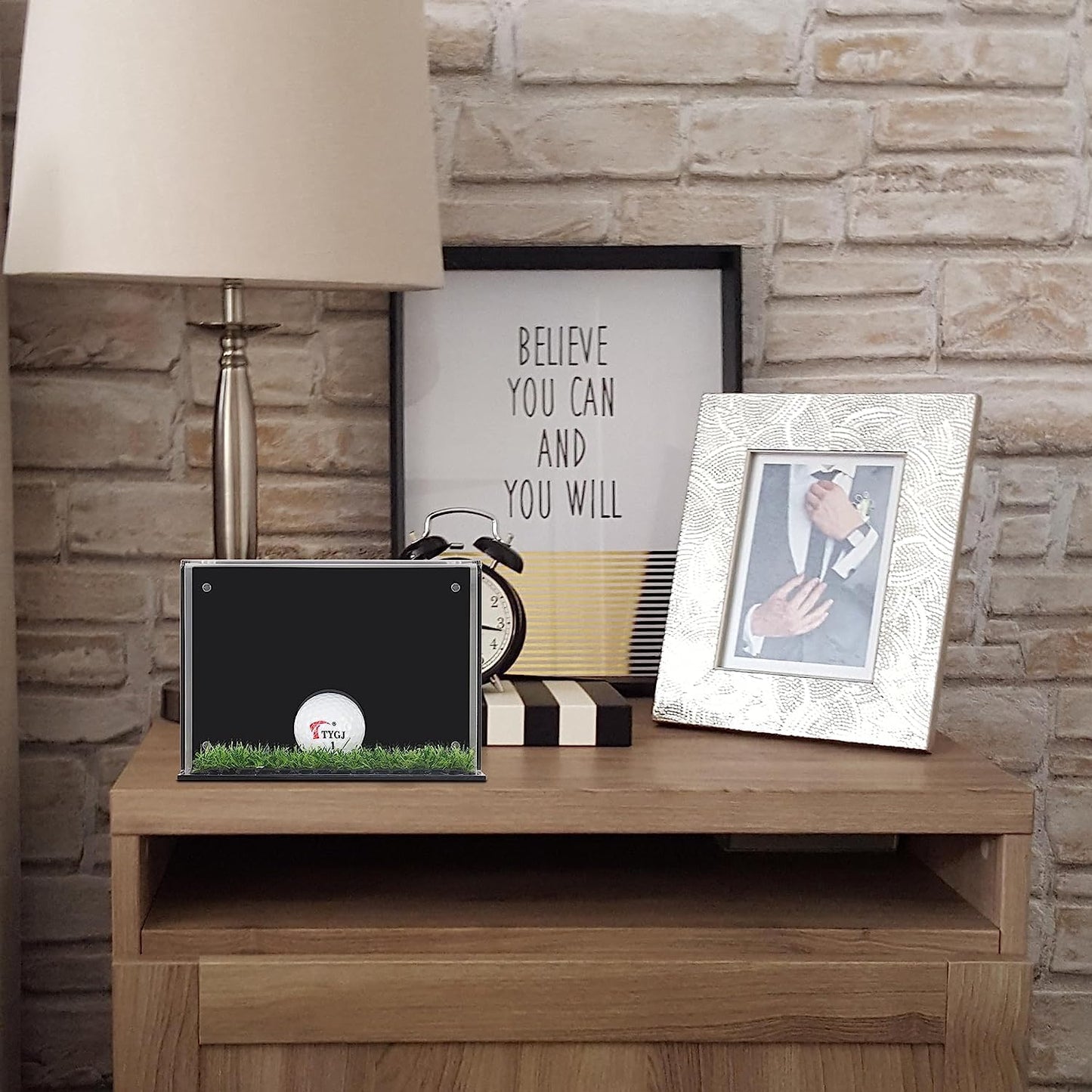 Golf Ball Display Case Stand with Turf Base