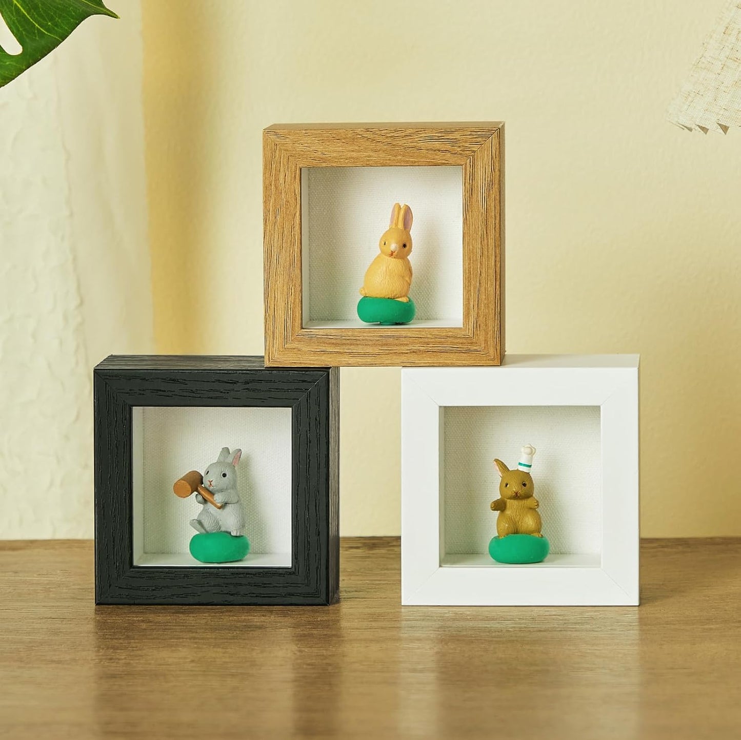 3x3 Mini Shadow Box Display Case Picture Frame with Soft Linen Back,Small Deep Black Shadow Box 3x3 for Flowers Medal Display Case Jersey pet Graduation Memorabilia Baby Ltems Crafts Photos