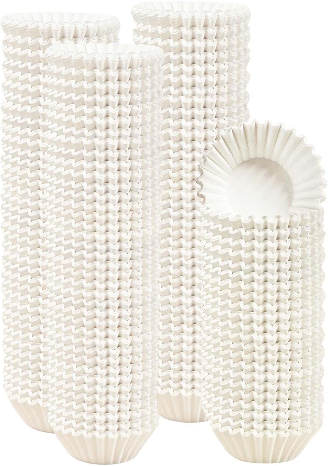 qiqee 1000 Count Mini Cupcake Liners White Muffin Liners Food Grade Baking Cups Paper No Smells（Small Size）