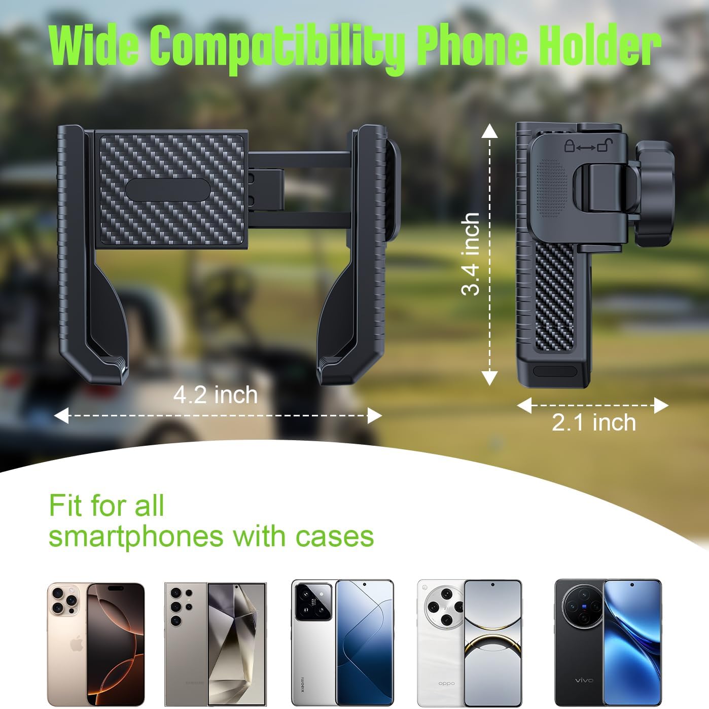 Upgraded Magnetic Golf Cart Phone Holder Golf Cart Accessories Compatible with EZGO/Yamaha/Club, Golf Cart Phone Mount Accessories for iPhone/Galaxy/Google Pixel All Smartphones