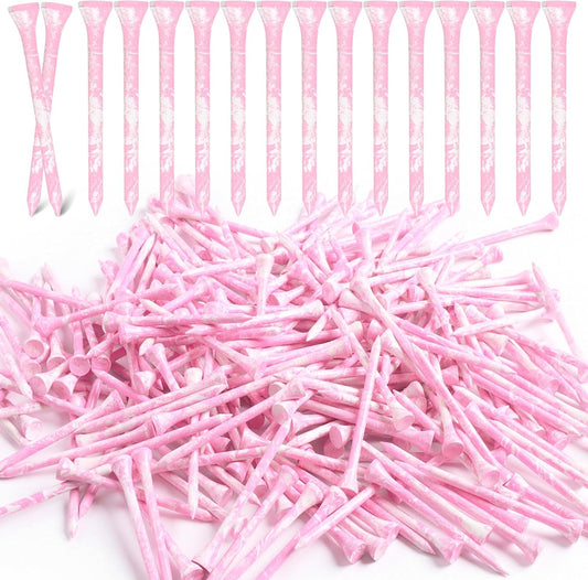 Amy Sport Golf Tees Styllish Bamboo Wooden Coloured Painted Bulk 200 Pack 1 1/2 3 1/4 2 3/4 Inch Tee, Enhanced Visibility Color Purple Pink Green Blue, Practice for Men Women