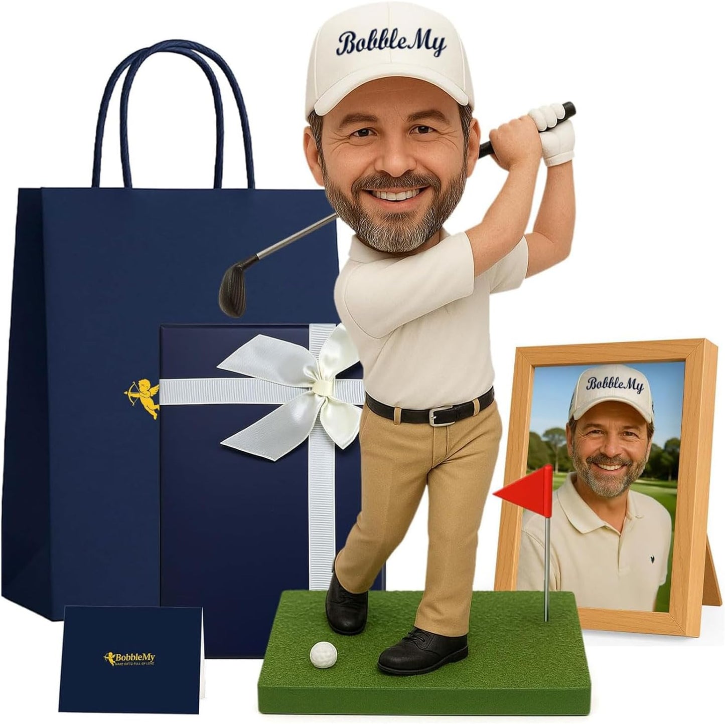 Custom Bobbleheads Golf Personalized – 6/7/8 Inch Handmade Figurine from Photo, Unique Gift for Retired Golfer, Dad, Husband