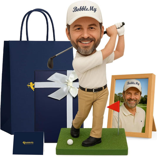 Custom Bobbleheads Golf Personalized – 6/7/8 Inch Handmade Figurine from Photo, Unique Gift for Retired Golfer, Dad, Husband