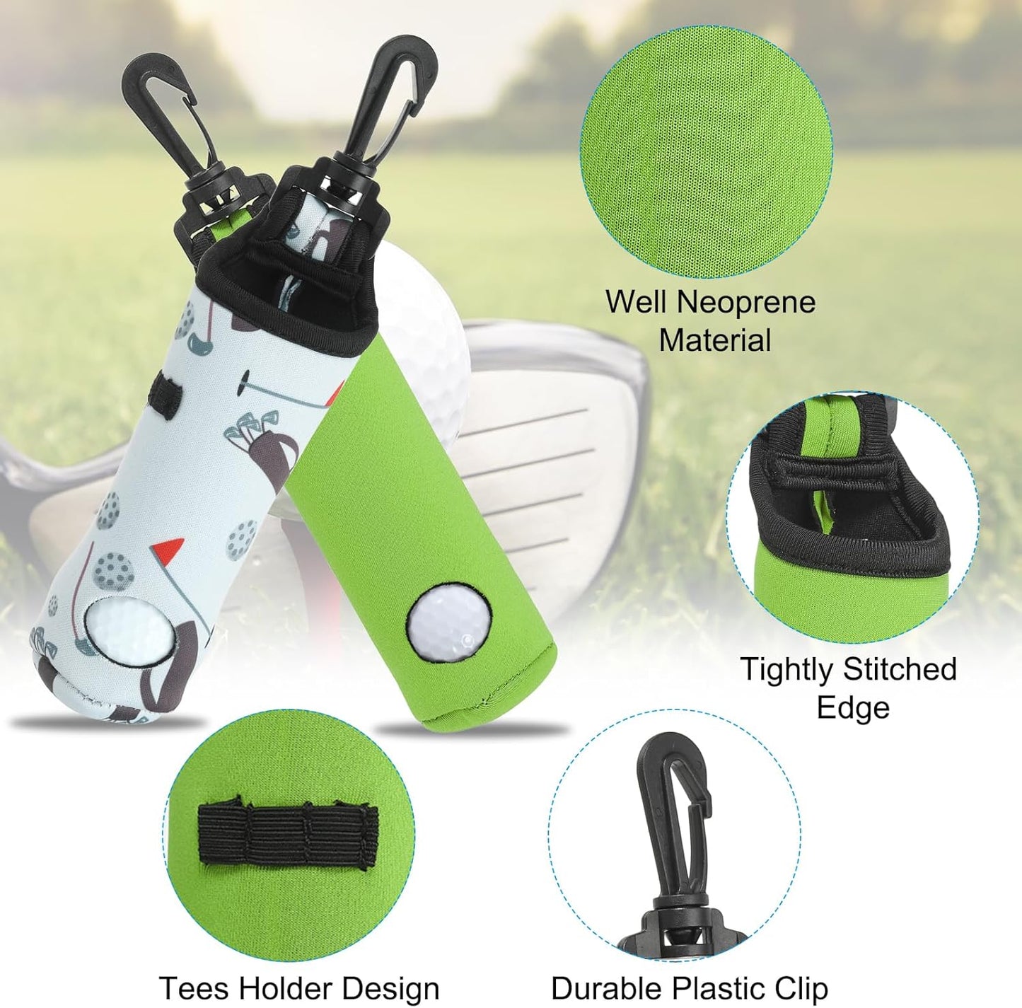 PATIKIL Golf Ball Carry Bag, Golf Tee Holder Pouch Portable Neoprene Golf Ball Holder with Clip for Men and Women Storage Gifts
