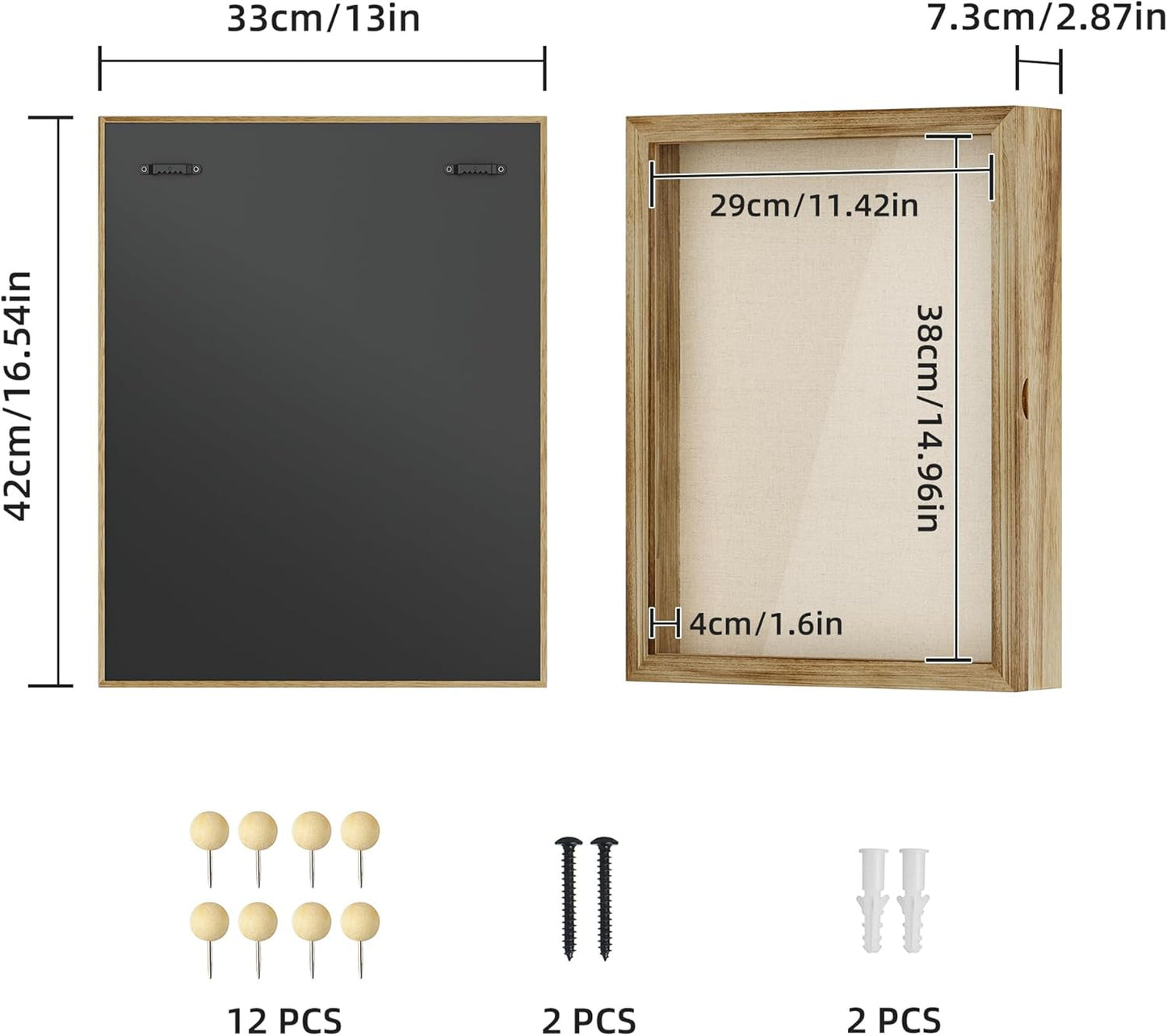 Love-KANKEI Shadow Box Frame 13x16.5 inch, Large Shadow Box Display Case with Linen Back Memorabilia Awards Medals Photos Gift Memory Box Carbonized Black