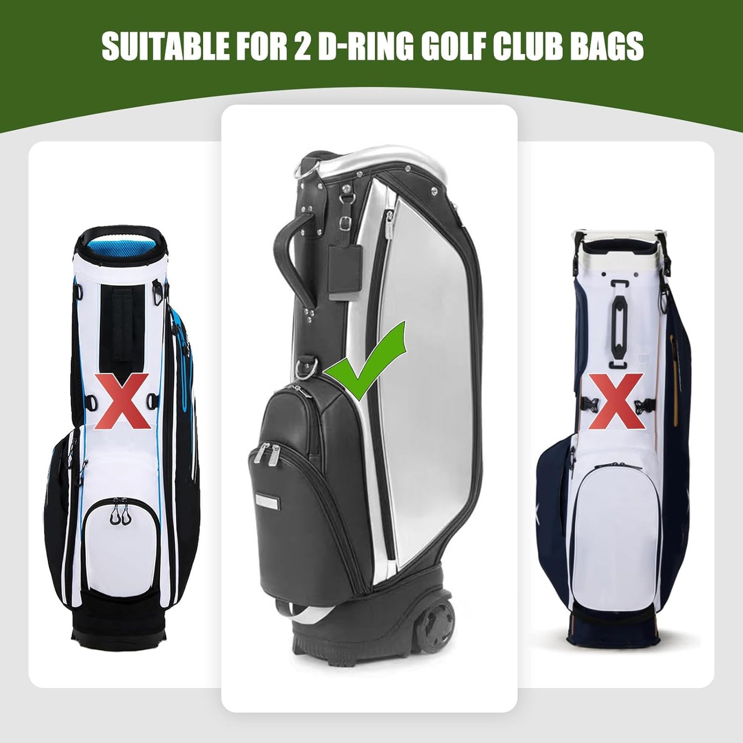 Golf Bag Strap Replacement Golf Bag Shoulder Strap Adjustable Single Padded Shoulder Strap Waterproof Golf Bag Backpack Straps (Black-USA Flag Grey)