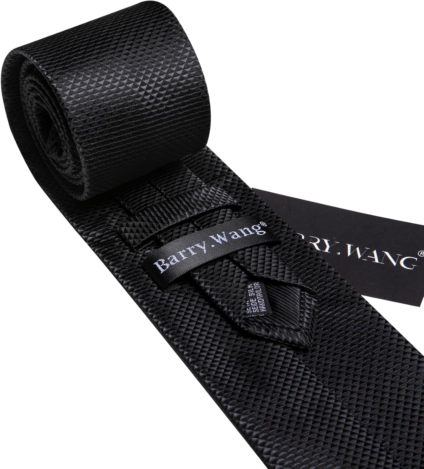 Barry.Wang Designer Classic Ties for Men Set Formal Pocket Square Cufflink Check Plaid