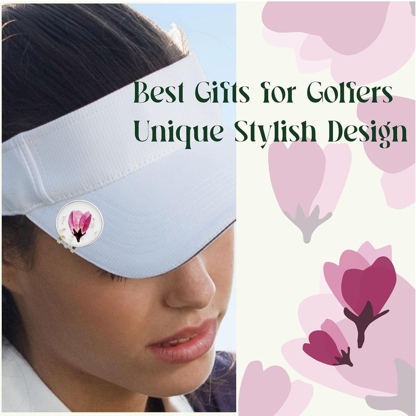 Golf Ball Marker hat Clip with Ball Marker, Handmade Pressed Flower Golf Marker, Golf Gifts, Golf Accessories for Women