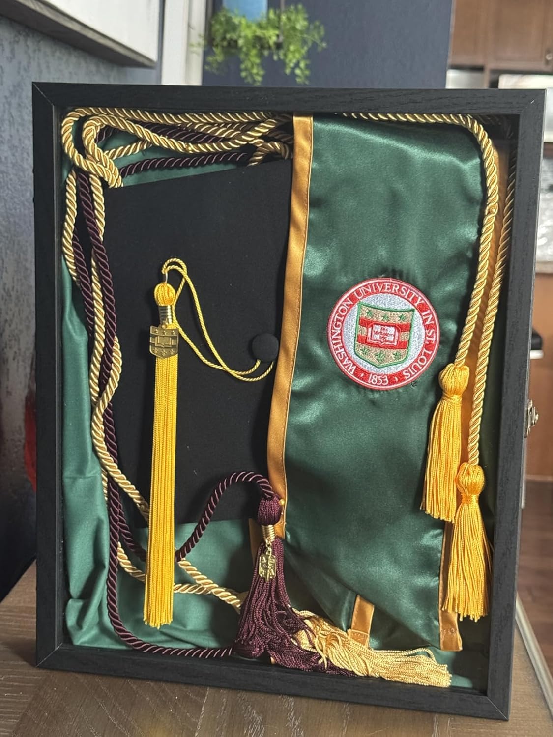 GraduatePro Shadow Box Frame 13X16 Display Case with Linen Back, Real Glass Window Door with Hinge, Picture Frame Wedding Bouquet Memorabilia Medals Photos Memory Box for Keepsakes Rustic Black