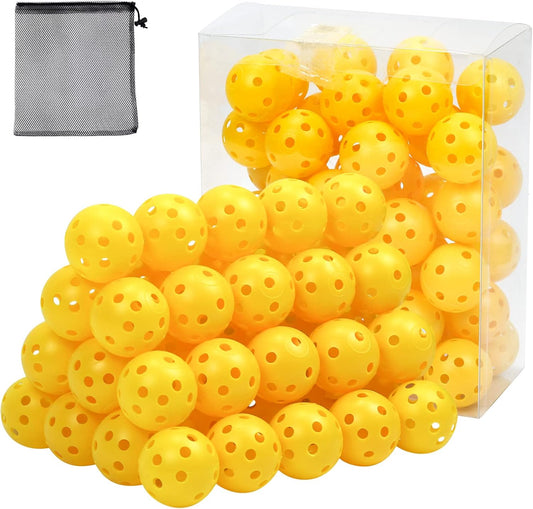 Plastic Golf Balls Practice Limited Flight Golf Training Ball Hollow Swing Practice Indoor Golf Balls with Mesh Drawstring Bag for Backyard Driving Range or Outdoor