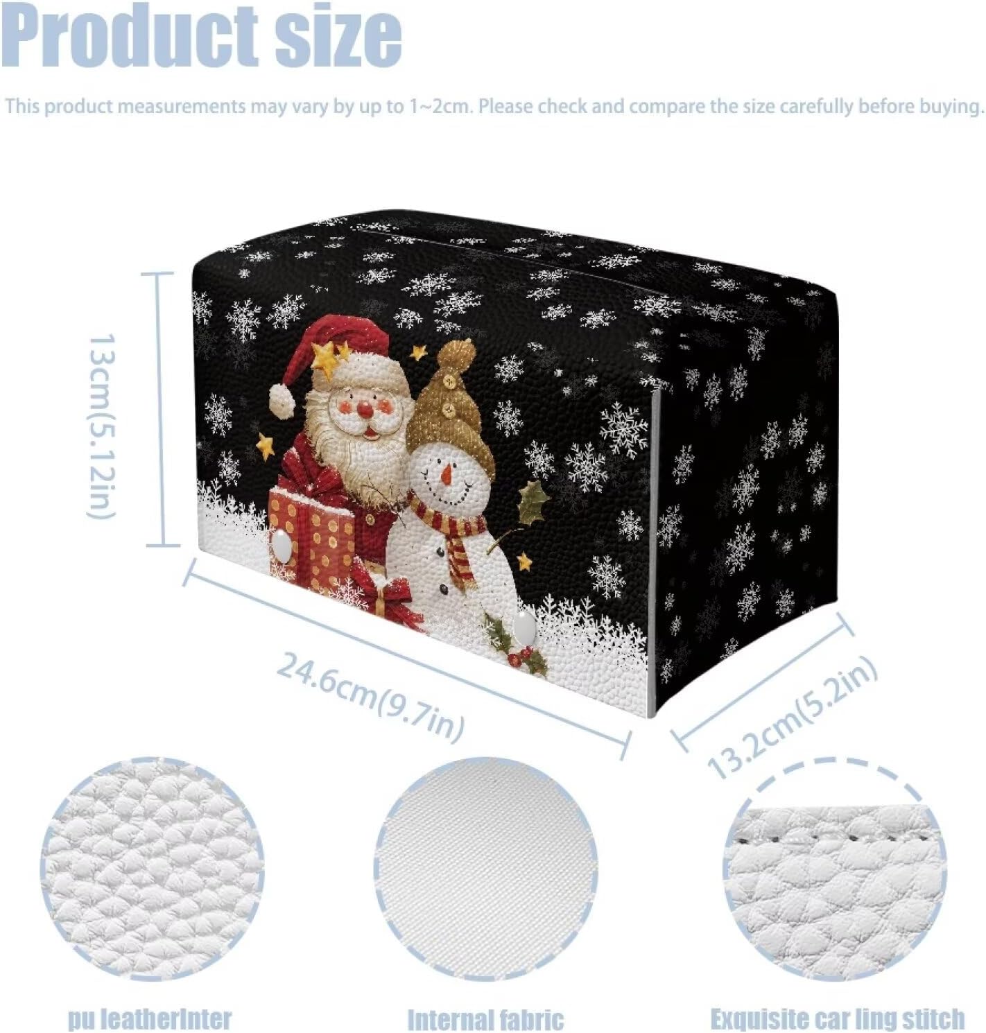 Snowman Tissue Box Cover Christmas Santa Tissue Cover Rectangular Facial Paper Organizer Christmas Home Decoration for Living Room Bathroom Car Tabletop