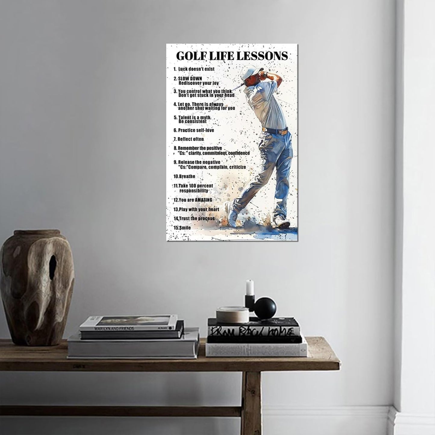 Golf Wall Art Golf Sports Poster Inspirational Quotes Picture Wall Decor Canvas Print Golf Sign Painting Artwork for Living Room Office Club Home Decorations Framed Ready to Hang (28 x 44 inch)