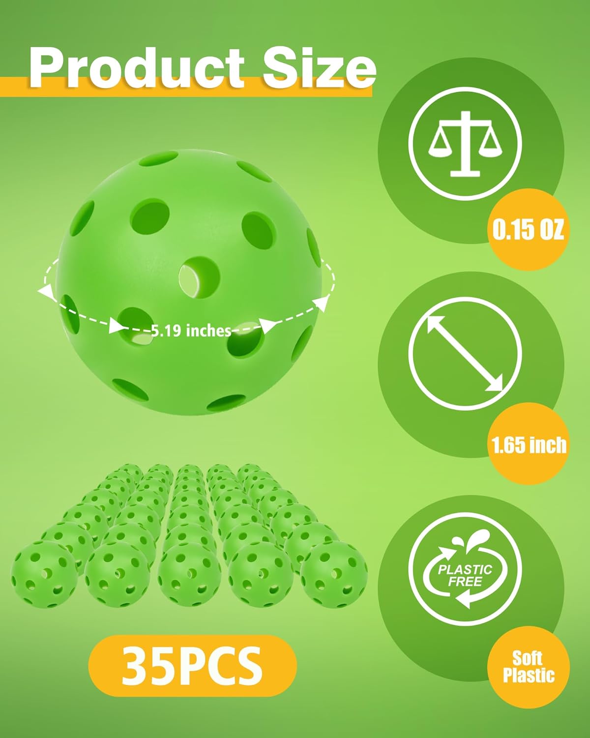 35 Pack Practice Golf Balls Limited Flight Plastic Golf Balls 42mm Practice Golf Balls for Backyard Golf Training Balls for Swing Practice, Airflow Hollow (Multiple Colors)